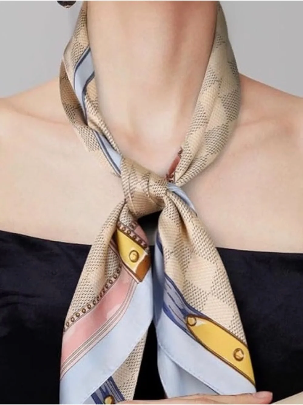Satin Feel Square Scarf Beige Pink Blue Hair Scarf Neck Scarf Wrap 27.5”